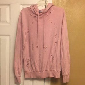 H&M Pink Distressed Hoodie
